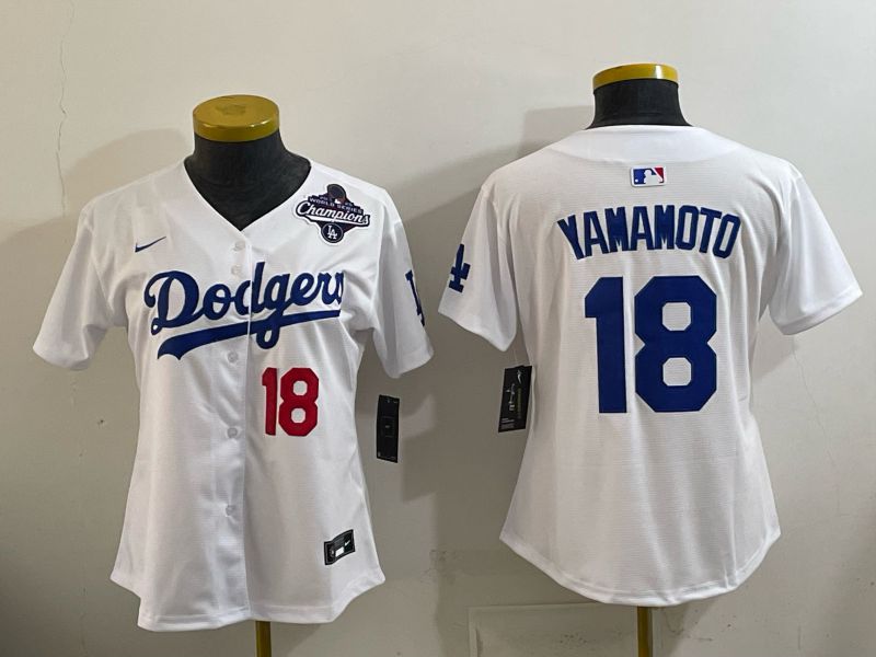 Women 2026 Nike Los Angeles Dodgers #18 Yamamoto White Game MLB Jersey 010->women mlb jersey->Women Jersey